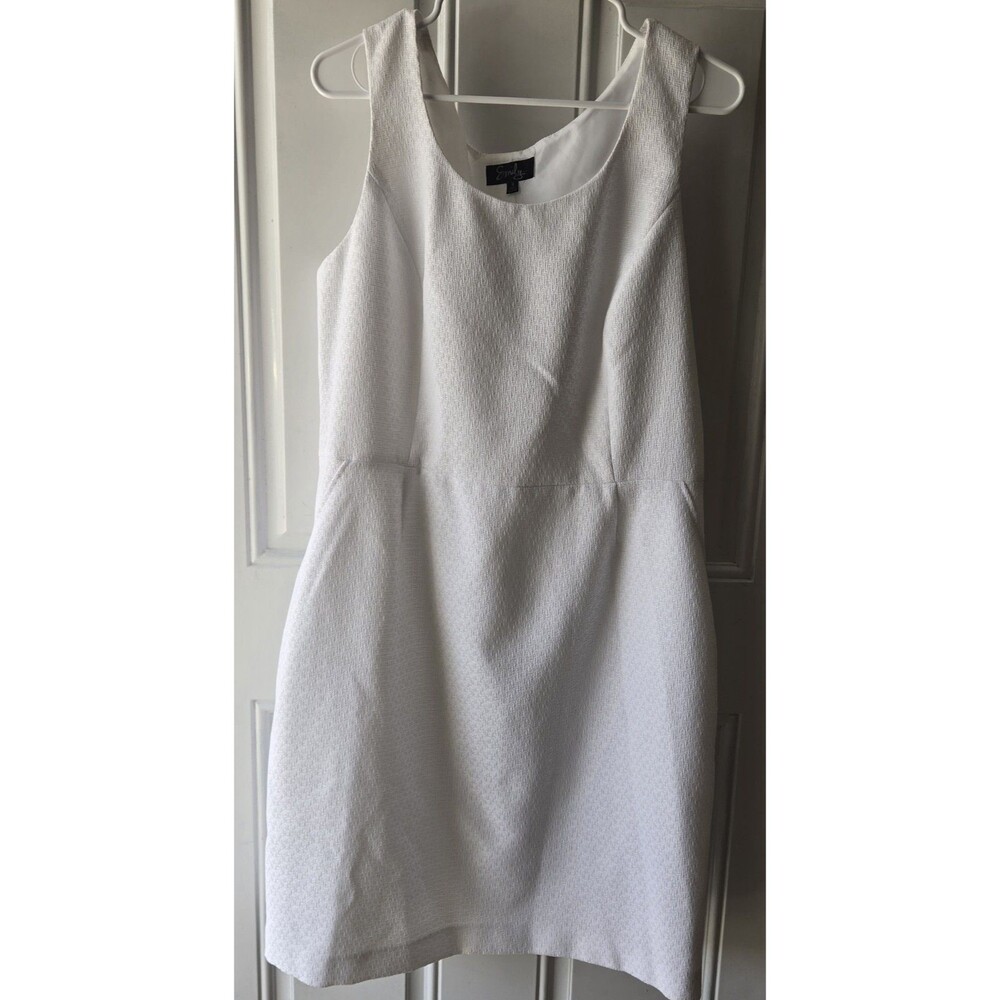 Emily White Textured V Neck Sheath Dress Size 16 Formal Business Occasion